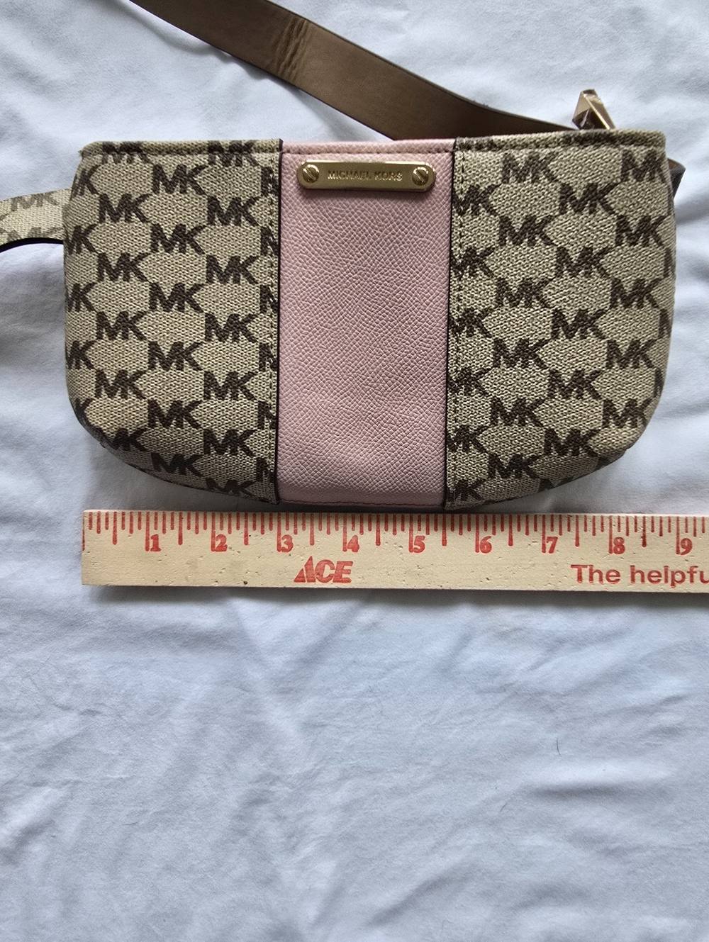 Michael Kors MK Logo Belt Bag Waist Pack Blush Pink Beige Brown